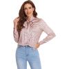 imageFloerns Womens Printed Bow Tied Neck Lantern Long Sleeve Workwear Shirts BlouseNew Pink Dot
