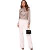 imageFloerns Womens Printed Bow Tied Neck Lantern Long Sleeve Workwear Shirts BlousePink Dot