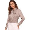 imageFloerns Womens Printed Bow Tied Neck Lantern Long Sleeve Workwear Shirts BlousePink Dot