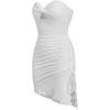 imageFloerns Womens Strapless Hight slit Asymmetrical Hem Twist Front Cutout Drawstring Party Clubwear Tube Bodycon Mini DressWhite