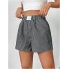 imageFloerns Womens Striped Print Letter Patched Elastic Waist Straight Wide Leg Casual ShortsDark Grey