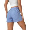 imageFloerns Womens Striped Print Letter Patched Elastic Waist Straight Wide Leg Casual ShortsLight Blue