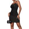 imageFloerns Womens Criss Cross Tie Backless Glitter Dress Bodycon Party Mini Cami Dress Black XS