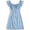 imageFloerns Womens Frill Tie Front Ditsy Floral Short Sleeve A Line DressBlue Floral