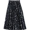 imageFloerns Womens Plus Size Ditsy Floral Flared Midi Skirt Polka Dots Pleated SkirtsBlack Ink