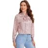 imageFloerns Womens Printed Bow Tied Neck Lantern Long Sleeve Workwear Shirts BlouseNew Pink Dot