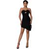 imageFloerns Womens Strapless Hight slit Asymmetrical Hem Twist Front Cutout Drawstring Party Clubwear Tube Bodycon Mini DressBlack