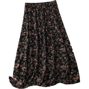 imageFloerns Womens Plus Size Ditsy Floral Flared Midi Skirt Polka Dots Pleated SkirtsBlack