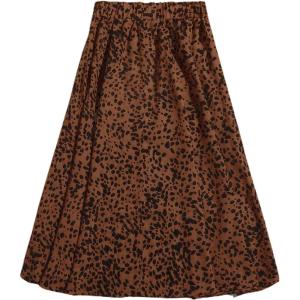 imageFloerns Womens Plus Size Ditsy Floral Flared Midi Skirt Polka Dots Pleated SkirtsBrown Black