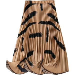 imageFloerns Womens Plus Size Ditsy Floral Flared Midi Skirt Polka Dots Pleated SkirtsBrown and Black