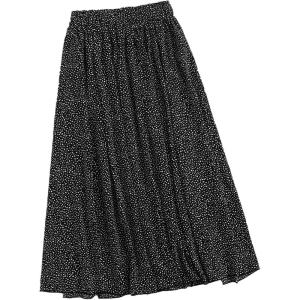 imageFloerns Womens Plus Size Ditsy Floral Flared Midi Skirt Polka Dots Pleated SkirtsDark Black