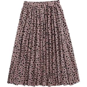 imageFloerns Womens Plus Size Ditsy Floral Flared Midi Skirt Polka Dots Pleated SkirtsDark Pink