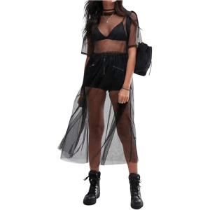 imageFloerns Womens Sheer Mesh Dress Beach Swimwear See Through Cover UpsDeep Black