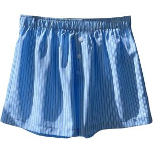 imageFloerns Womens Striped Print Letter Patched Elastic Waist Straight Wide Leg Casual ShortsBlue White Multi