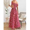 imageFloerns Womens Boho Ditsy Floral Print Off Shoulder Short Sleeve Split Maxi A Line DressRed Floral
