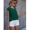 imageFloerns Womens Casual Solid Rolled Cap Short Sleeve Satin Silk Blouse TopsDark Green