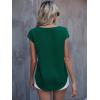 imageFloerns Womens Casual Solid Rolled Cap Short Sleeve Satin Silk Blouse TopsDark Green