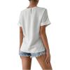 imageFloerns Womens Casual Solid Rolled Cap Short Sleeve Satin Silk Blouse TopsWhite Ivory