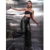imageFloerns Womens Contrast Sequin High Waist Wide Leg Party Clubwear Long PantsBlack