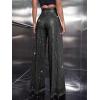 imageFloerns Womens Contrast Sequin High Waist Wide Leg Party Clubwear Long PantsBlack