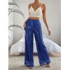 imageFloerns Womens Contrast Sequin High Waist Wide Leg Party Clubwear Long PantsBlue