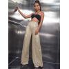 imageFloerns Womens Contrast Sequin High Waist Wide Leg Party Clubwear Long PantsChampagne
