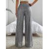 imageFloerns Womens Contrast Sequin High Waist Wide Leg Party Clubwear Long PantsSilver