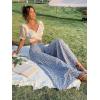 imageFloerns Womens Floral Print High Waist Beach Wide Leg Palazzo PantsA Dusty Blue