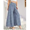 imageFloerns Womens Floral Print High Waist Beach Wide Leg Palazzo PantsA Dusty Blue