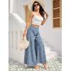 imageFloerns Womens Floral Print High Waist Beach Wide Leg Palazzo PantsA Dusty Blue