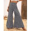 imageFloerns Womens Floral Print High Waist Beach Wide Leg Palazzo PantsBlack Ditsy Floral