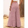 imageFloerns Womens Floral Print High Waist Beach Wide Leg Palazzo PantsDusty Pink
