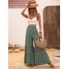 imageFloerns Womens Floral Print High Waist Beach Wide Leg Palazzo PantsGreen Floral