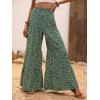 imageFloerns Womens Floral Print High Waist Beach Wide Leg Palazzo PantsGreen Floral