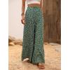 imageFloerns Womens Floral Print High Waist Beach Wide Leg Palazzo PantsGreen Floral