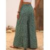 imageFloerns Womens Floral Print High Waist Beach Wide Leg Palazzo PantsGreen Floral