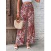 imageFloerns Womens Floral Print High Waist Beach Wide Leg Palazzo PantsRed Paisley