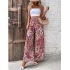 imageFloerns Womens Floral Print High Waist Beach Wide Leg Palazzo PantsRed Paisley