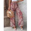 imageFloerns Womens Floral Print High Waist Beach Wide Leg Palazzo PantsRed Paisley