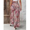 imageFloerns Womens Floral Print High Waist Beach Wide Leg Palazzo PantsRed Paisley