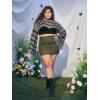 imageFloerns Womens Plus Size Boat Neck Long Sleeve Hollow Out Crochet Cropped SweaterBlack and Grey