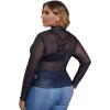 imageFloerns Womens Plus Size Floral Print Mock Neck Sheer Mesh Tee Shirts TopA Black Star