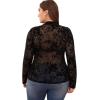 imageFloerns Womens Plus Size Floral Print Mock Neck Sheer Mesh Tee Shirts TopAblack