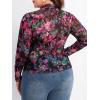 imageFloerns Womens Plus Size Floral Print Mock Neck Sheer Mesh Tee Shirts TopBlack Purple Multi