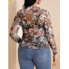 imageFloerns Womens Plus Size Floral Print Mock Neck Sheer Mesh Tee Shirts TopBlack Yellow Multi