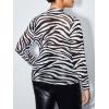 imageFloerns Womens Plus Size Floral Print Mock Neck Sheer Mesh Tee Shirts TopBlack Zebra Striped