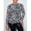 imageFloerns Womens Plus Size Floral Print Mock Neck Sheer Mesh Tee Shirts TopBlack Zebra Striped
