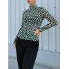 imageFloerns Womens Plus Size Floral Print Mock Neck Sheer Mesh Tee Shirts TopGreen Geo