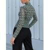 imageFloerns Womens Plus Size Floral Print Mock Neck Sheer Mesh Tee Shirts TopGreen Geo