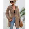 imageFloerns Womens Sheer Drop Shoulder Blouse Long Sleeve Collar Button Loose Shirts TopsA Khaki